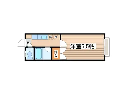ハイツエクセルA棟(1K/1階)の間取り写真