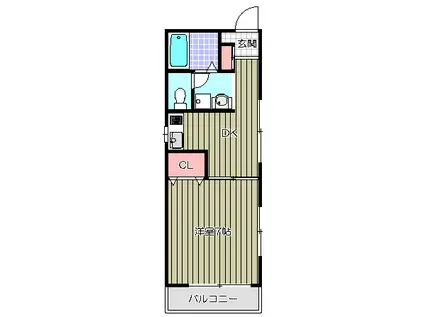 三ツ矢ユニ西中延(1DK/2階)の間取り写真