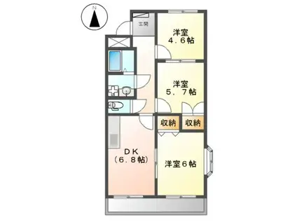 デュオプルーリオン(3DK/3階)の間取り写真