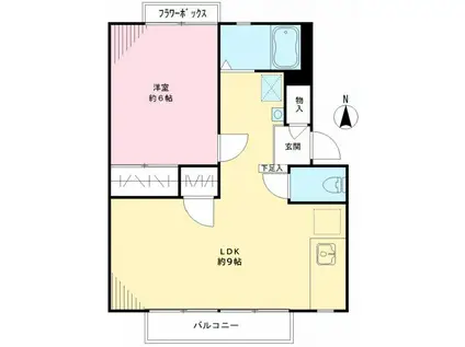 ヴェルディハイツ(1LDK/2階)の間取り写真