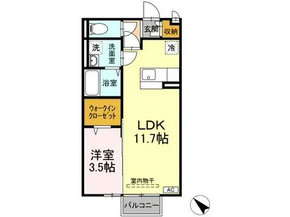 ボン・ヴォヤージュIII(1LDK/2階)の間取り写真