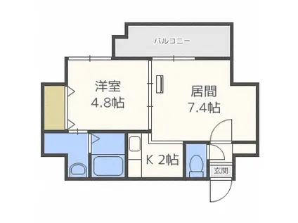 グランメール北7条(1LDK/7階)の間取り写真