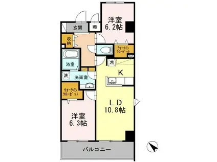 YAMAZAKISEKIYUBLD(2LDK/7階)の間取り写真