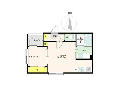 ハーモニーテラス野立町二丁目(1LDK/1階)の間取り写真