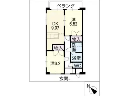 リバティ(2DK/2階)の間取り写真