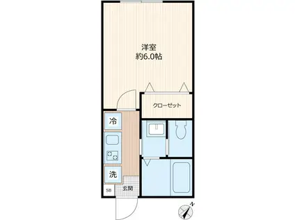 グランフェリオ習志野(1K/1階)の間取り写真