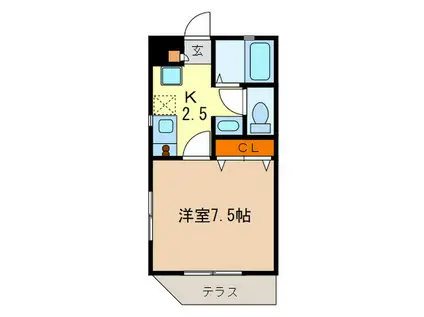 AQUTIII(1K/1階)の間取り写真