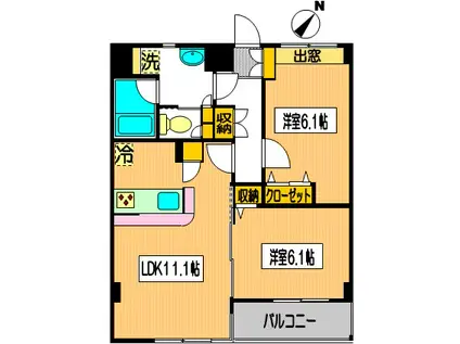 ベルクレスト(2LDK/2階)の間取り写真