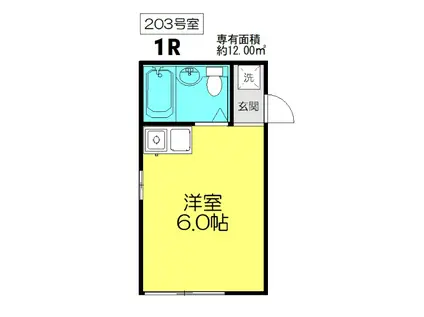 ハイツGTM(ワンルーム/2階)の間取り写真