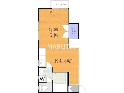 ハイム瀬田(1K/2階)の間取り写真