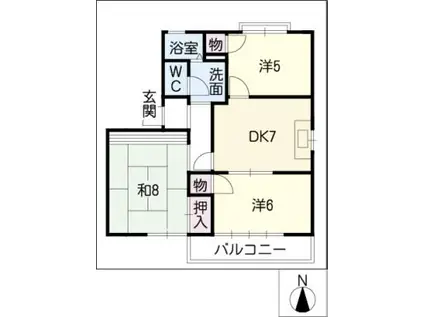 サンライズ三好ヶ丘B(3DK/2階)の間取り写真