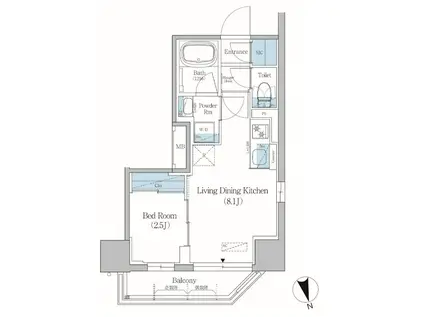 アーバネックス北上野(1LDK/13階)の間取り写真