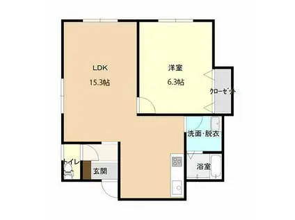 コンチネンタル田島(1LDK/3階)の間取り写真