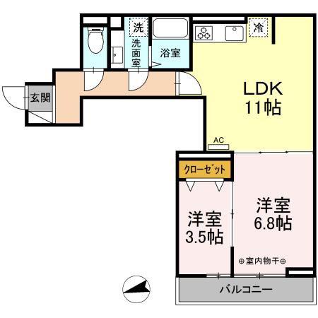 セレスティア東葛西Ⅰ(1LDK/3階)の間取り写真
