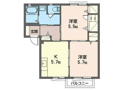 グランメールコートA(2K/1階)の間取り写真