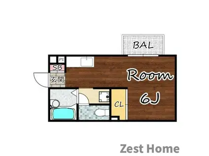 南塚口ハイツ(ワンルーム/2階)の間取り写真