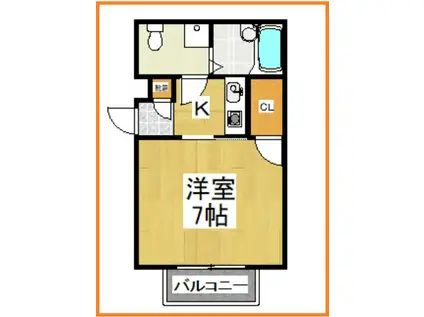 グリーン・ヒルズV(1K/2階)の間取り写真