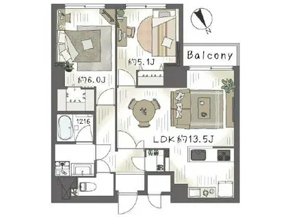 東池袋ハイツ壱番館(2LDK/13階)の間取り写真