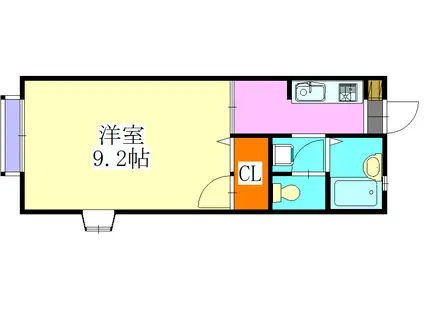 レジデンス三山II(1K/1階)の間取り写真