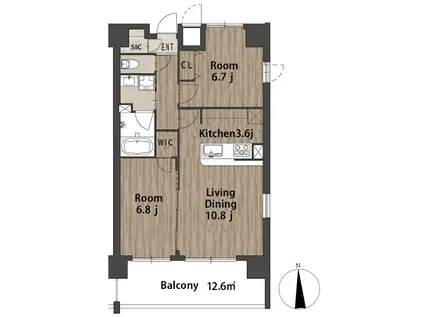 KATURA高崎(1SLDK/10階)の間取り写真