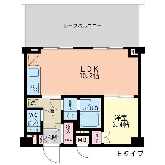 エスティメゾン代沢(1DK/3階)の間取り写真