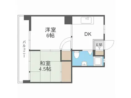 ビスタ四天王寺(2DK/10階)の間取り写真