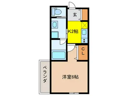 石橋3丁目(1K/2階)の間取り写真