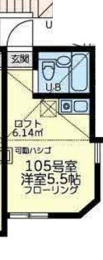 ユナイト阪東橋シドニーの杜(ワンルーム/1階)の間取り写真