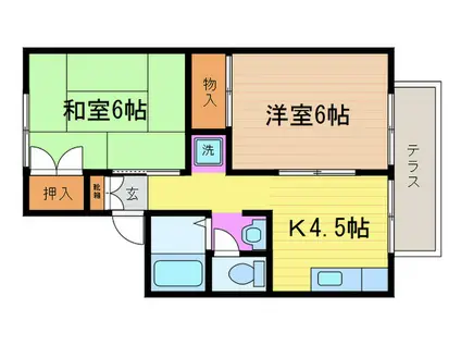 セジュール山代上桂(2K/2階)の間取り写真