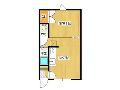 コーポときわ(1DK/2階)の間取り写真