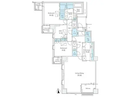 パークマンション千鳥ヶ淵(2LDK/5階)の間取り写真