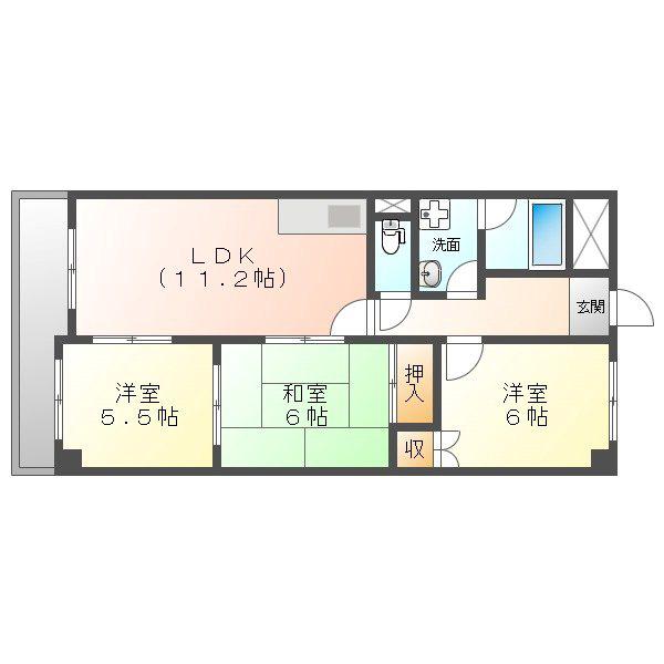 ベルグリーン(3LDK/3階)の間取り写真