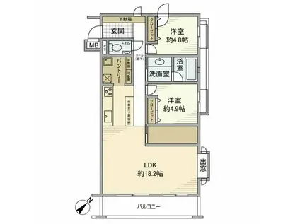 スカイマンションHN(2LDK/2階)の間取り写真