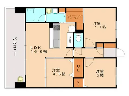 トラスト前原中央ネクサージュII(3LDK/14階)の間取り写真