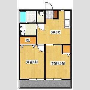 シティハイム八剱C(2DK/2階)の間取り写真