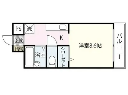 パティオ東荒神(1K/10階)の間取り写真