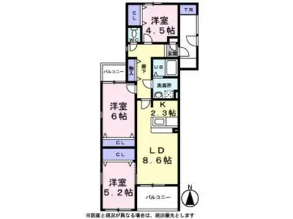 サンパティーク未来 2F(3LDK/2階)の間取り写真