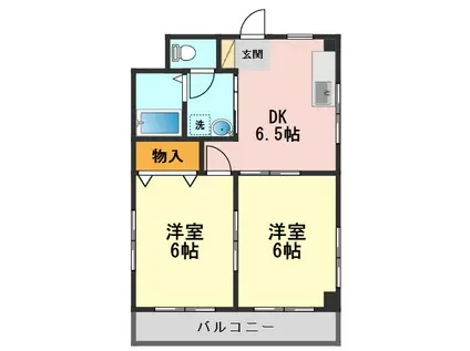 菅原橋スカイマンション(2DK/2階)の間取り写真