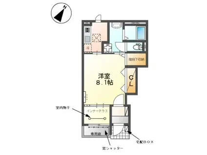 ラ・クレアージュ(1K/1階)の間取り写真