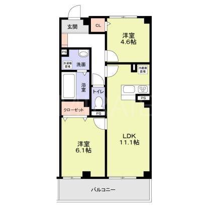 LAPIN湘南(2LDK/3階)の間取り写真