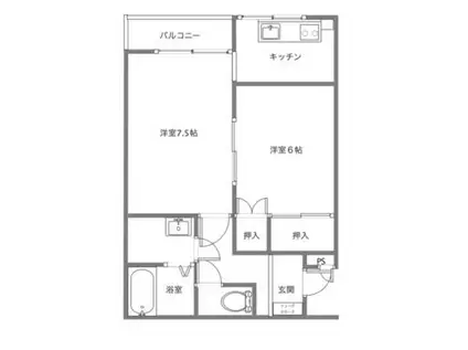 ユナイテッド南津留II(2K/2階)の間取り写真