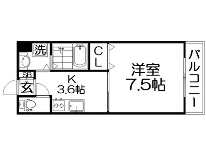 ウィルコート氷野(1K/3階)の間取り写真