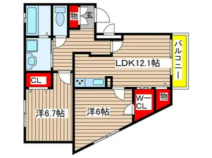 プルミエ パーク(2LDK/1階)の間取り写真