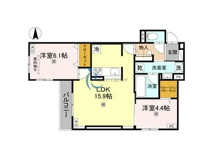 D-ROOM平野区加美東5丁目PJ(2LDK/3階)の間取り写真