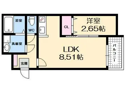 セブンプロート己斐西町(1LDK/1階)の間取り写真