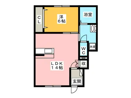 アネシス赤坂大門 A棟(1LDK/1階)の間取り写真