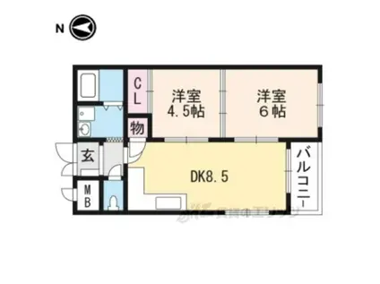 グレース高野(2LDK/2階)の間取り写真