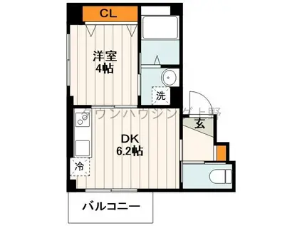 パナオーク(1DK/3階)の間取り写真