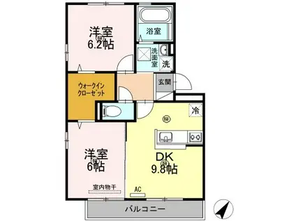 ランド アクシス高井(2DK/2階)の間取り写真