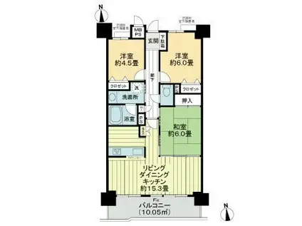 ライオンズシティ豊田(3LDK/2階)の間取り写真